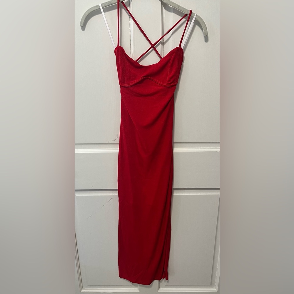 NWT Ruby Sees Sveta red midi bodycon slip dress prom size au 6 us 2 xs x-small